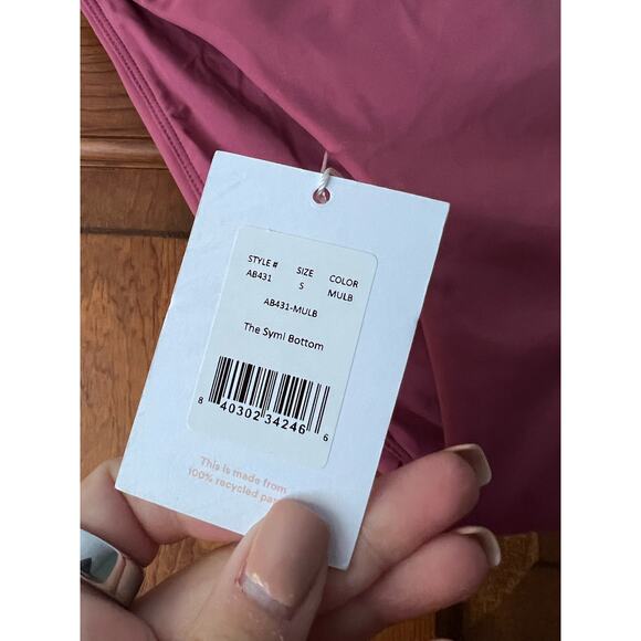 NWT Andie Women's The Symi Cheeky Bikini Swim Bottom Mulberry Pink Size S - Picture 6 of 11